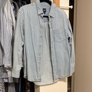 GAP Blue and White Pinstripe Button-Down Shirt